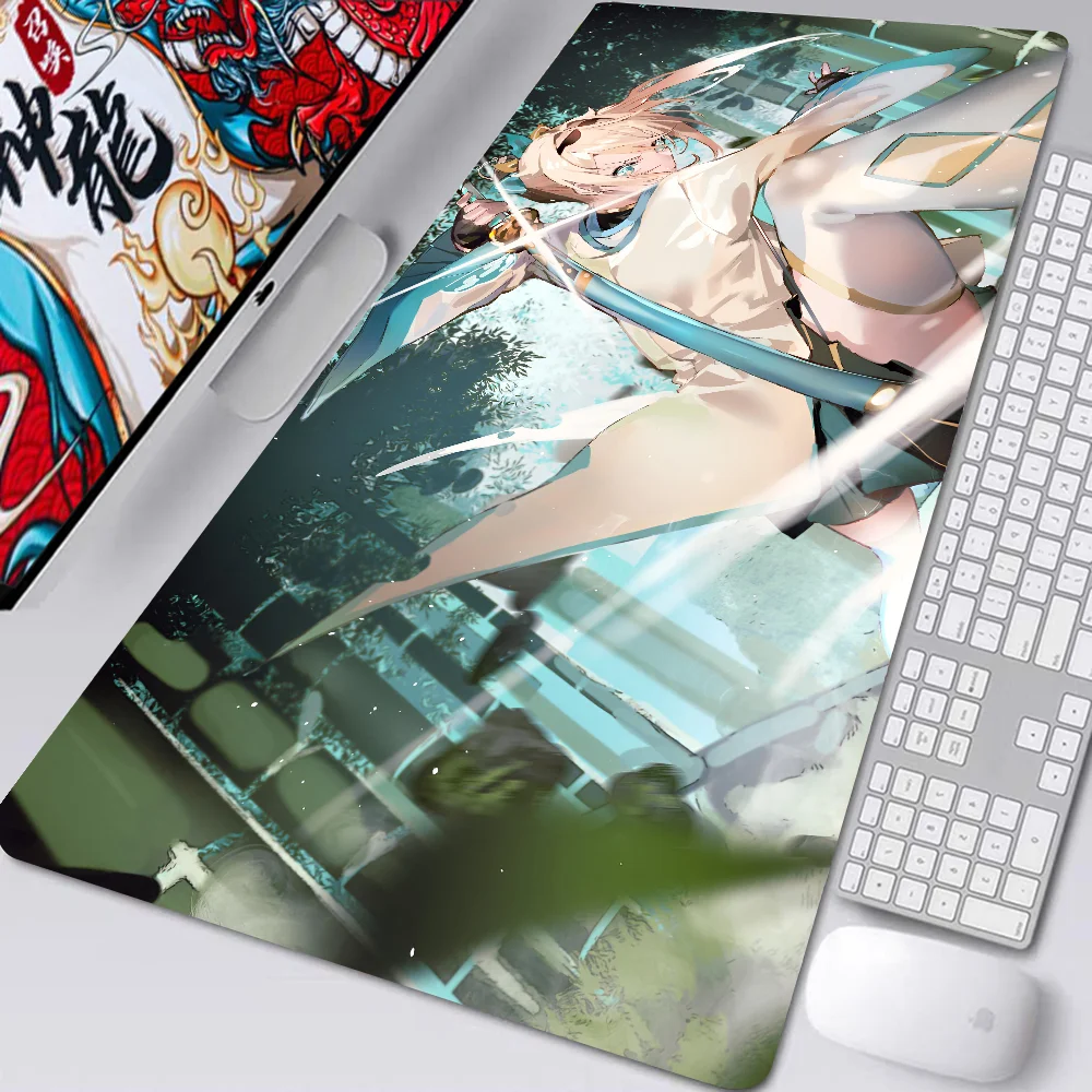 Anime Girl Hololive Kazama Iroha Mousepad Desk Pad Gaming Accessories Prime Gaming XXL Keyboard Pad Stitched Pad Desk Pad