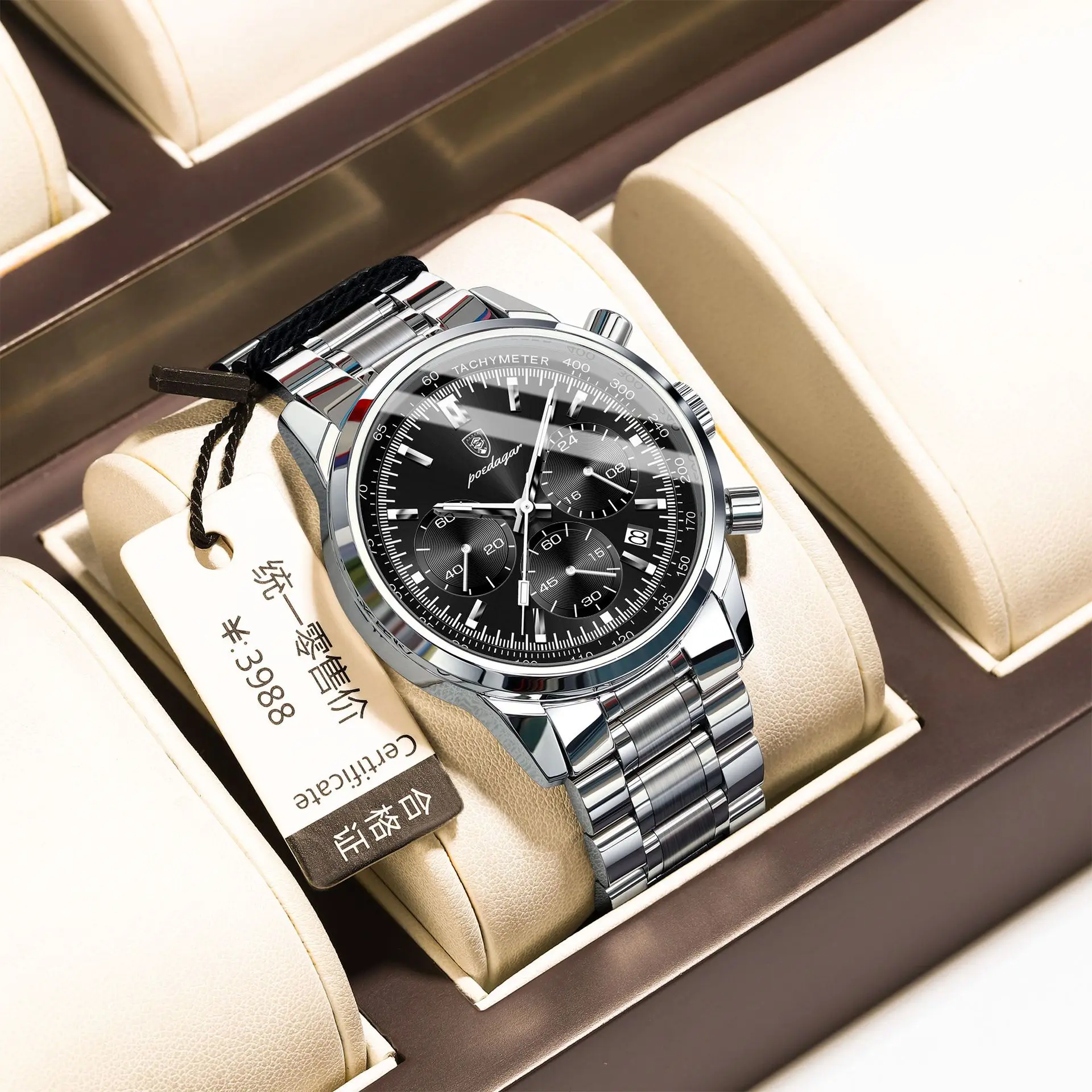 Luxe herenhorloge waterdicht lichtgevend chronograaf datumhorloge voor heren roestvrij staal militaire sport heren quartzhorloges