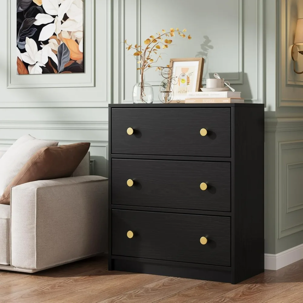 

Nightstands.3 Drawer Dresser,Black Nightstand for Bedroom with Drawers, Small Dresser Bedside Table Chest of Drawers for Bedroom