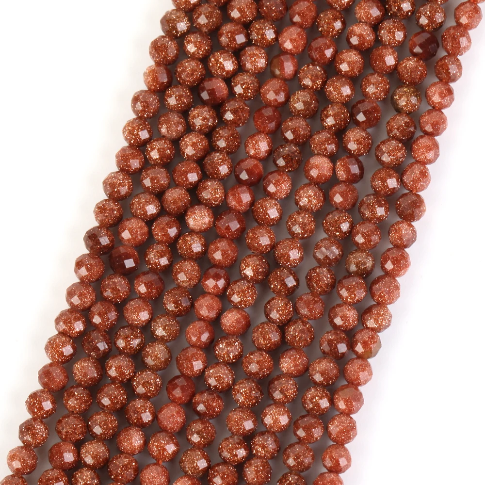 Natural Gem Stone Gold Sandstone Faceted Round Beads For Jew