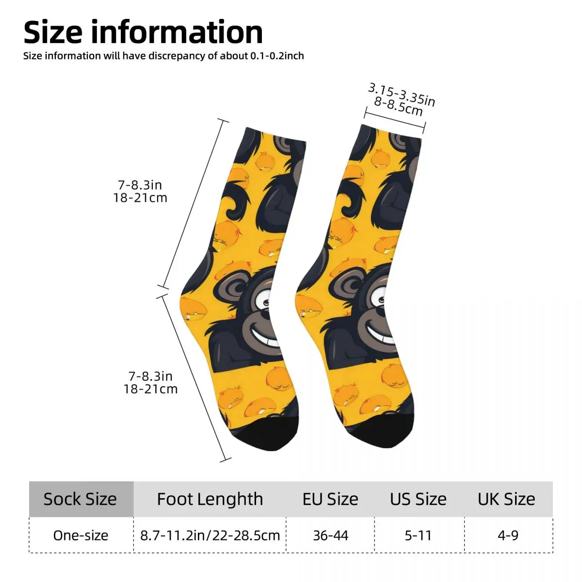 All Seasons Crew Stockings Cartoon Monkey Orangutan Design Socks Funny Long Socks for Men Women Valentine's Day Gifts