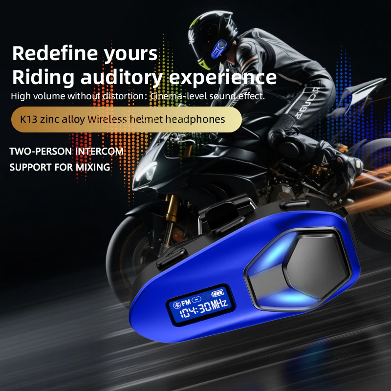

XIZON K13 Motorcycle Bluetooth Headset with Music Sharing, 2-Way Motorcycle Helmet Bluetooth with IP65 Waterproof,