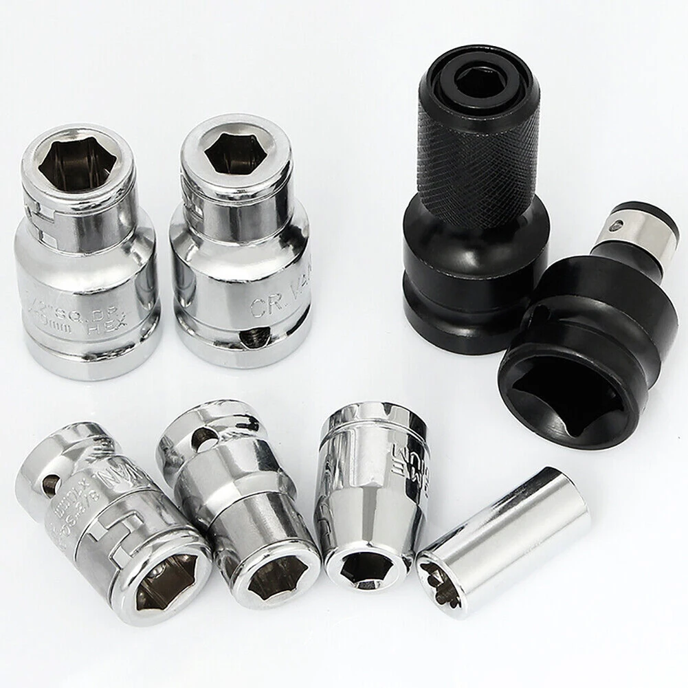 8 Types 1pc Impact Socket Adapter 1/2 To 1/4 1/4 3/8 Square Nut Quick Wrench Ratchet Adapter Converter Hexagon Socket Tool Parts