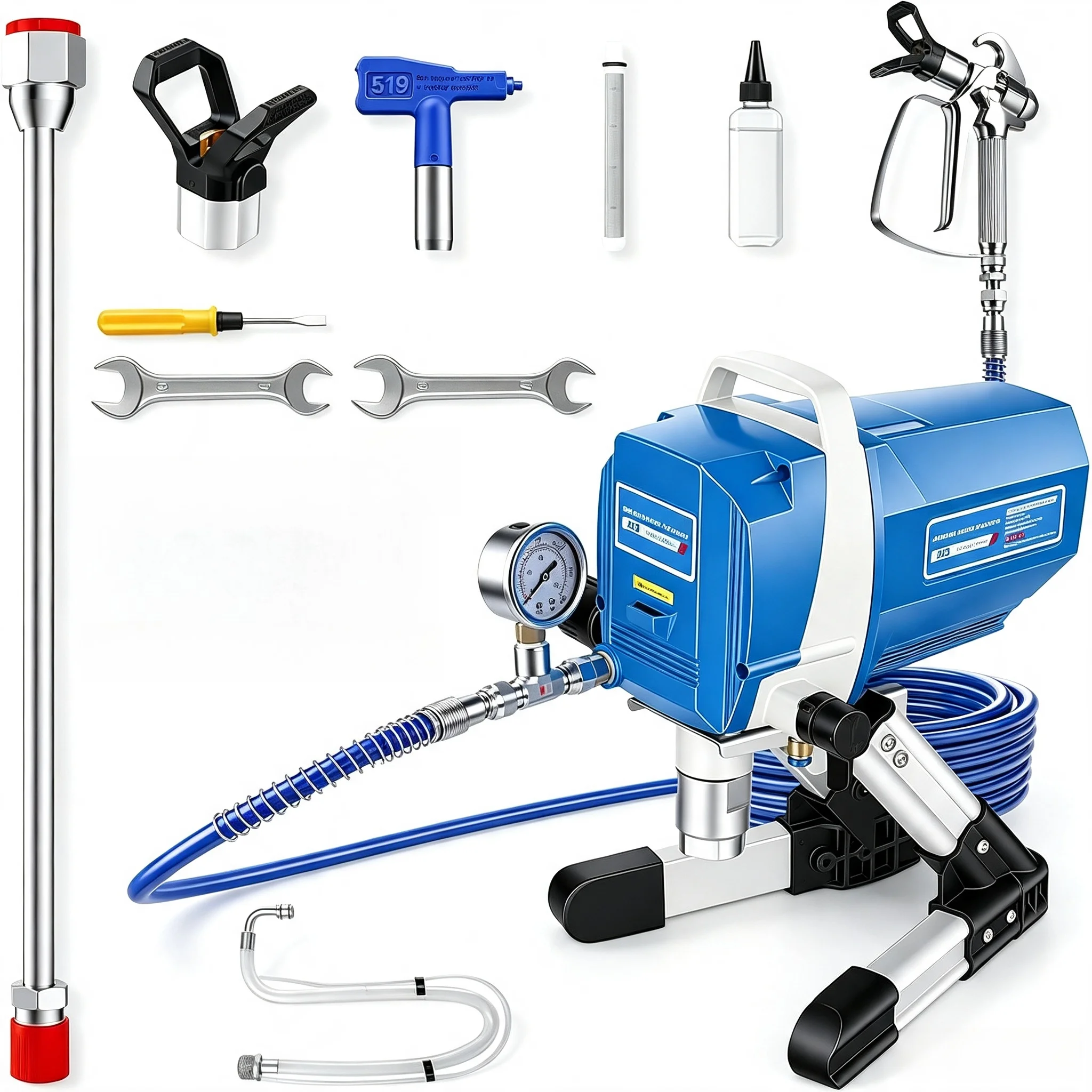 1200W Airless Paint Sprayer 295, Professional Electric High Pressure Painting Machine, Spray Gun for Wall Paint Ceiling Auto
