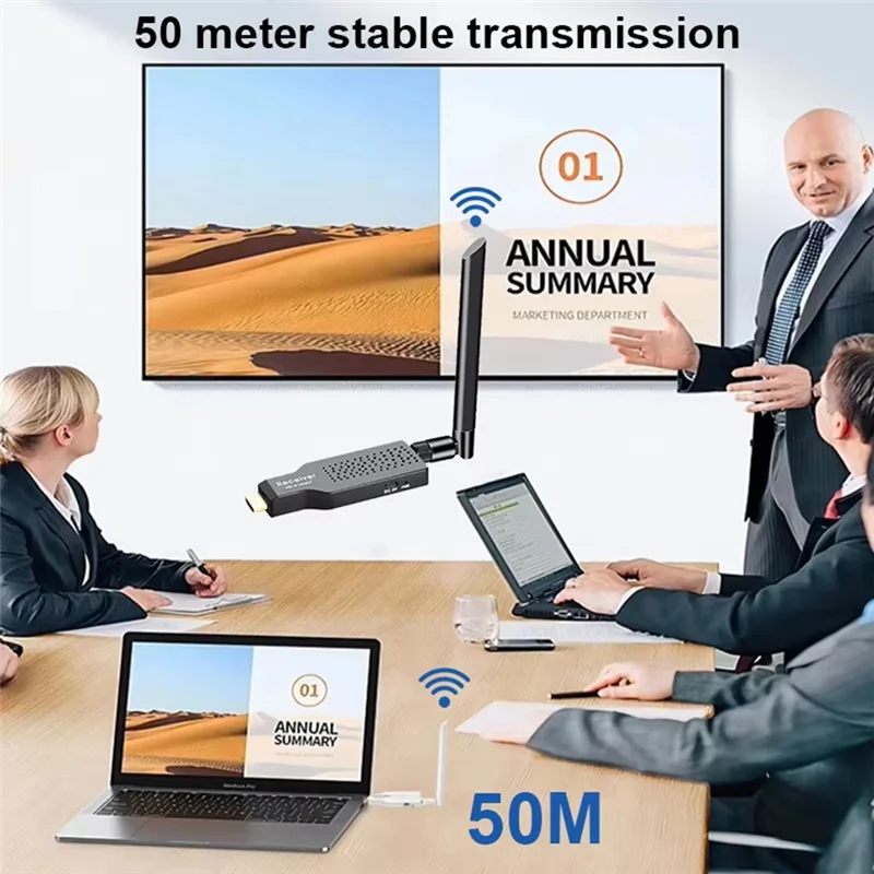 

B50B-5.8G 1080P 50M Wireless -Compatible Video Transmitter Receiver Extender Adapter Dongle For TV Monitor Projector PC