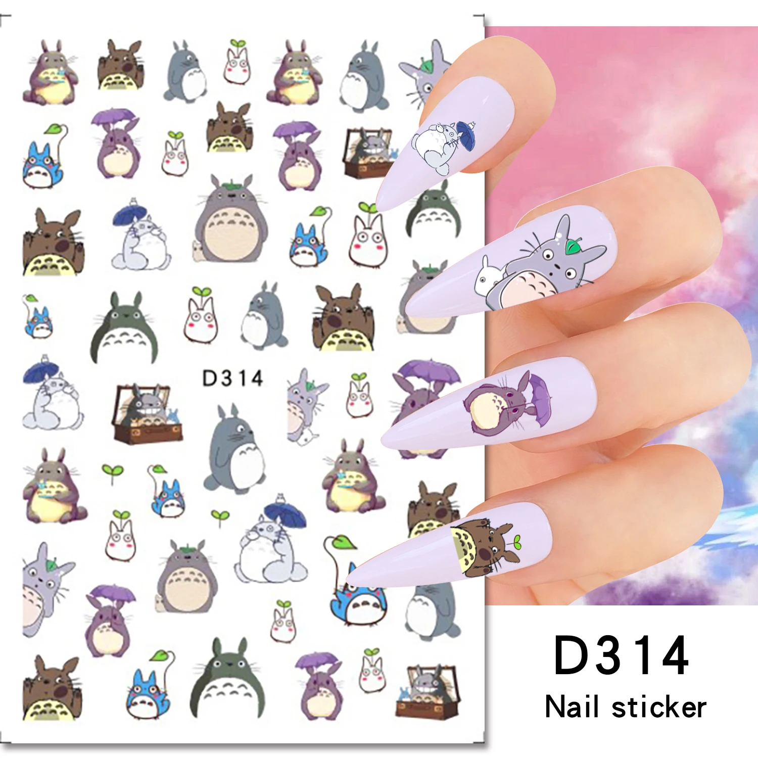 Miniso Cartoon Snoopy Nail Stickers Anime Character Sticker Nail Supplies Decal DlY Kawaii Demon Slayer Stickers Nail Decoration