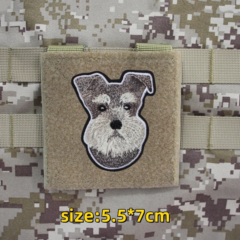 Schnauzer Dog Embroidered Stickers Embroidered Hook and Loop Cloth Stickers DIY Patch Personalized Backpack Accessories Patches