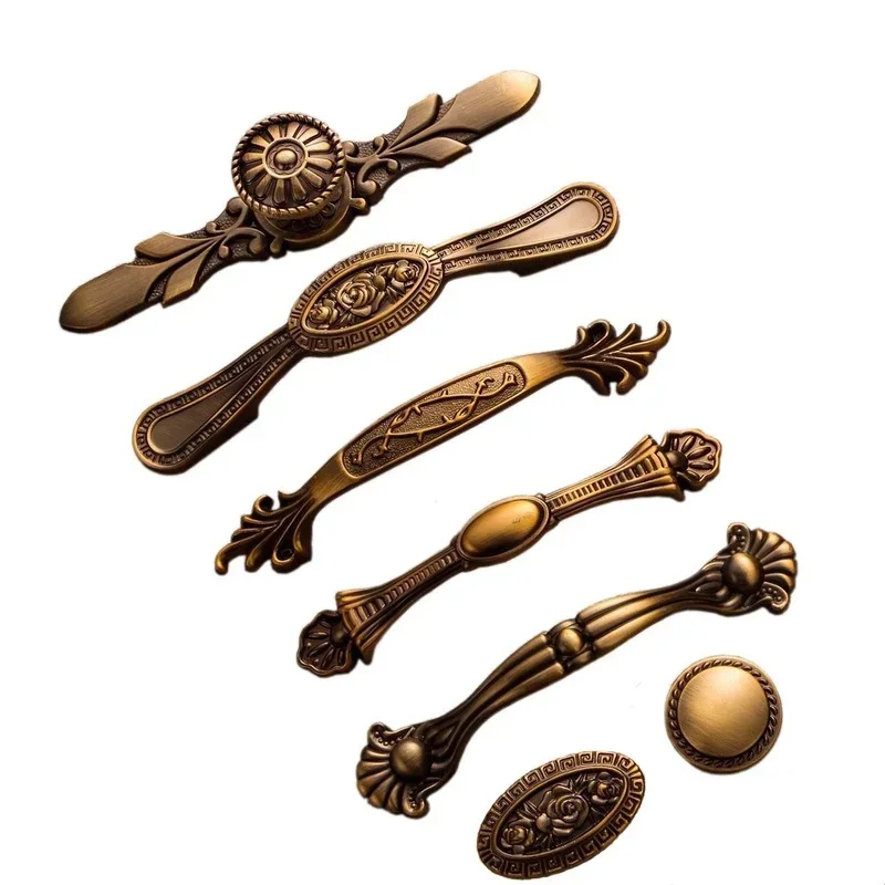 Vintage Yellow Bronze Handles | Retro Drawer Pulls & Cabinet Knobs | Solid Brass Furniture Handles for Doors, Kitchen & Bedroom