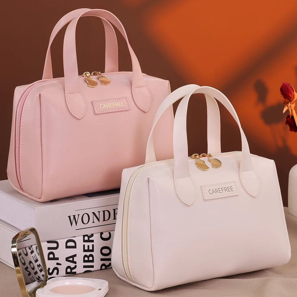 

Large Capacity Fashion Cosmetic Bag Portable PU Travel Makeup Pouch Waterproof Bathroom Wash Bags Multifunctional Toiletry Kit