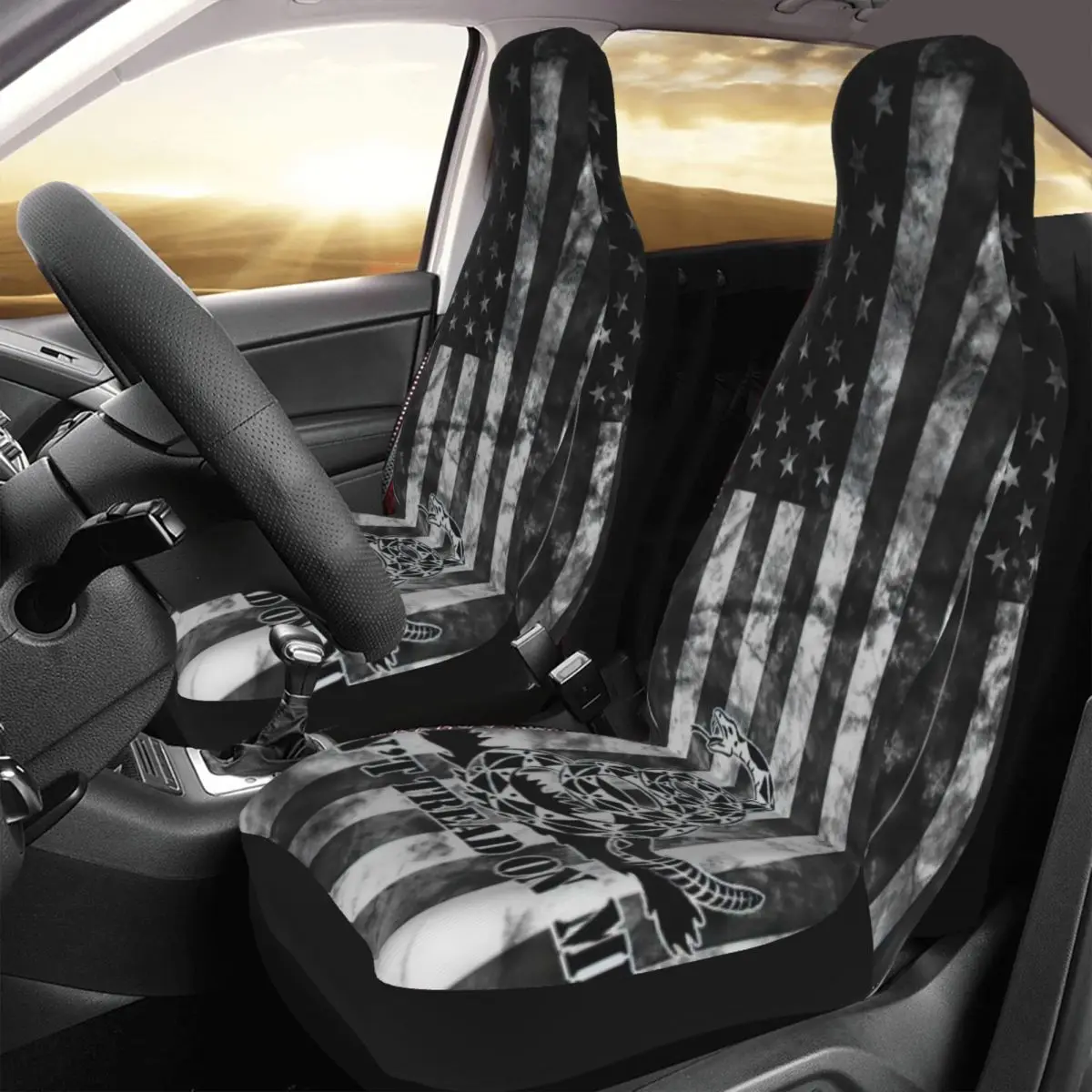 

American Flag Car Seat Cover Custom Printing Universal Front Protector Accessories Cushion Set