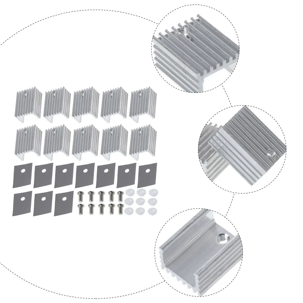 

10pcs Triode Radiator Metal Heat Sink Voltage Regulator Cooling Aluminum Laptop Heating Cooler Fin Durability TO 220 Insulation