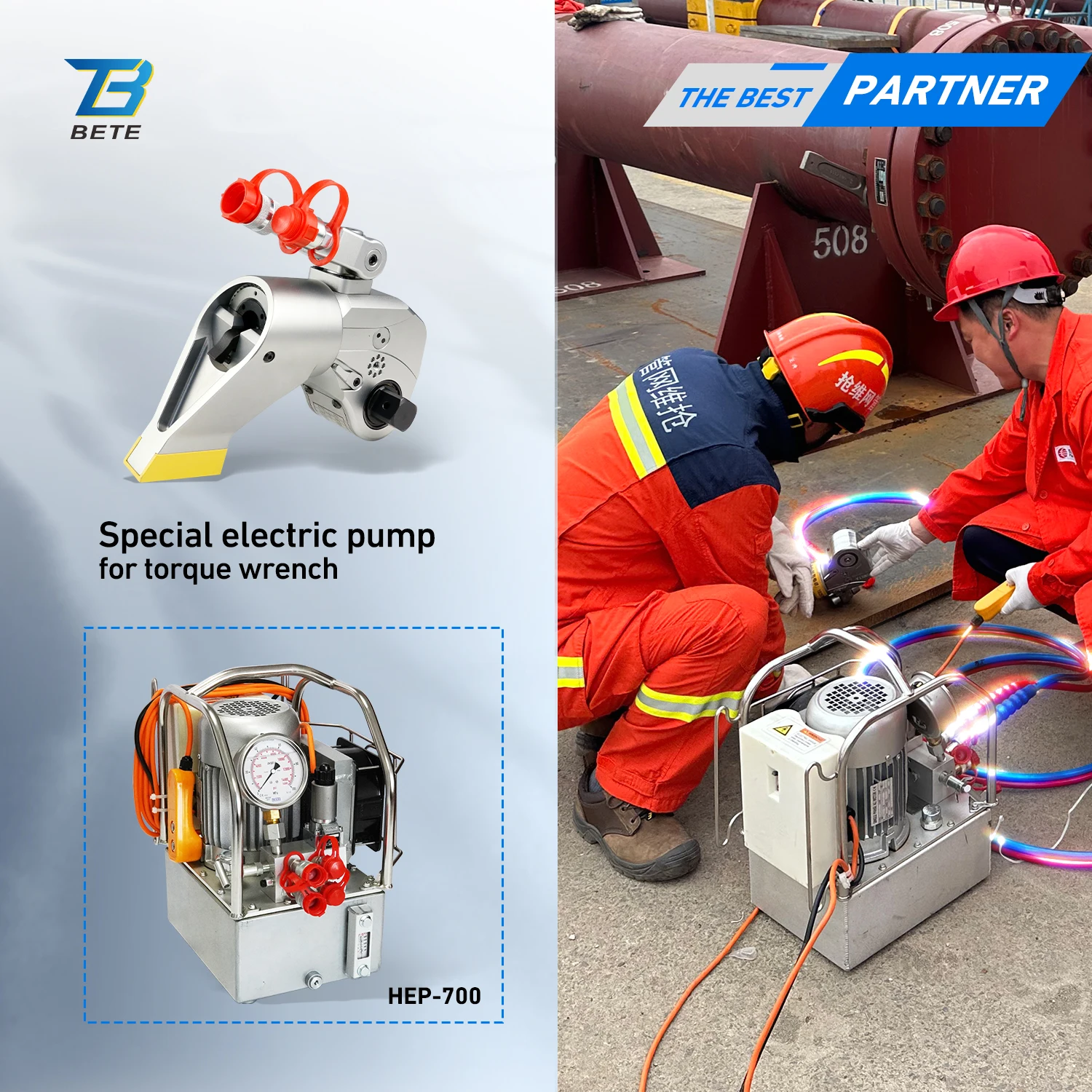 8MXTA 70Mpa 1078 إلى 10780 Nm أداة مفتاح العزم الهيدروليكي القابلة للتعديل