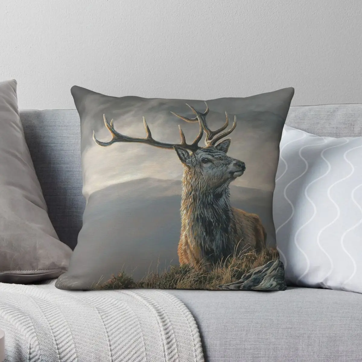 Red Deer Stag Whenever I Forget Pillowcase Polyester Linen Velvet Printed Decor Throw Pillow Sofa Seater Cushion Cover 45x45