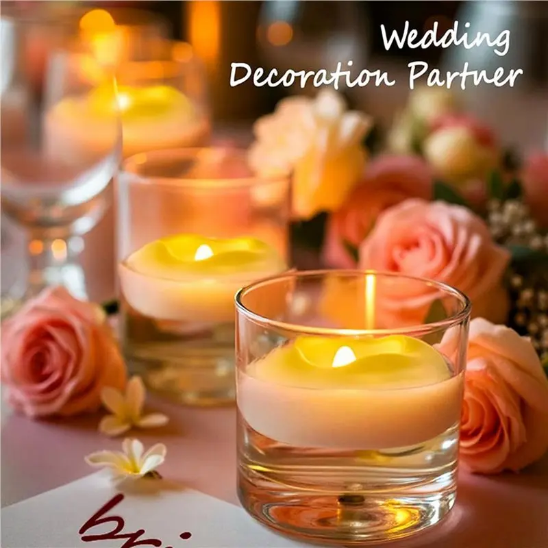 2025 Trend 24 Pack 2 Inch LED Floating Candle 200 Hour Water Activated Flameless Floating Candle For Pool Decoration, Wedding