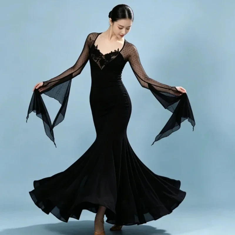 

Modern Dance Dress 2639 Light Luxury Sexy Perspective Ballroom Dance Performance Practice Dress for Women's Stage Performance