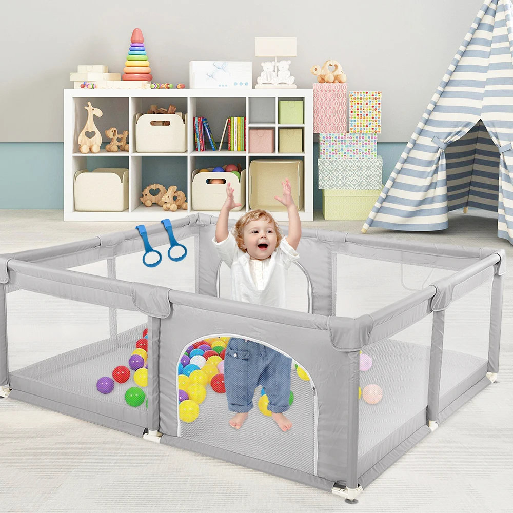 Oxford Baby Park mit Innen- und Außenteppich, stabil, grau, 150 x cm / 150 x cm