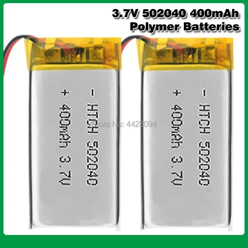 충전식 리튬 폴리머 배터리 502040, 3.7 V, 400mAh, PCB 포함, MP3 MP4 MP5 GPS PSP 전자책 전기 장난감 LED 조명용