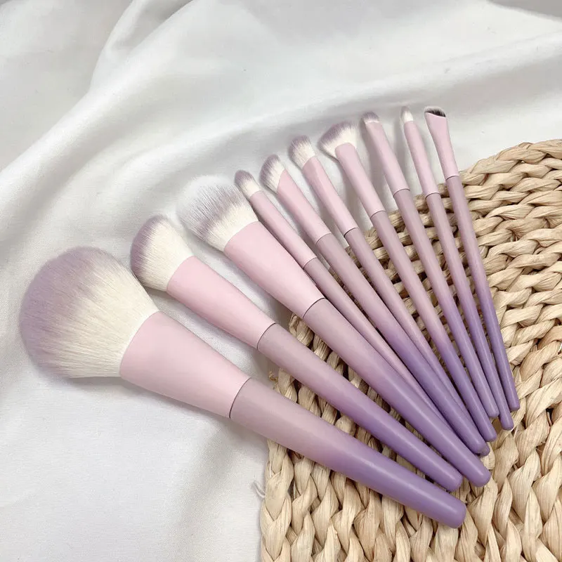 10-teiliges Make-up-Pinsel-Set, tragbar, weich, für Reisen, Make-up-Pinsel-Set für loses Puder, Rouge, Highlight-Pinsel, komplettes Set mit Aufbewahrungstasche