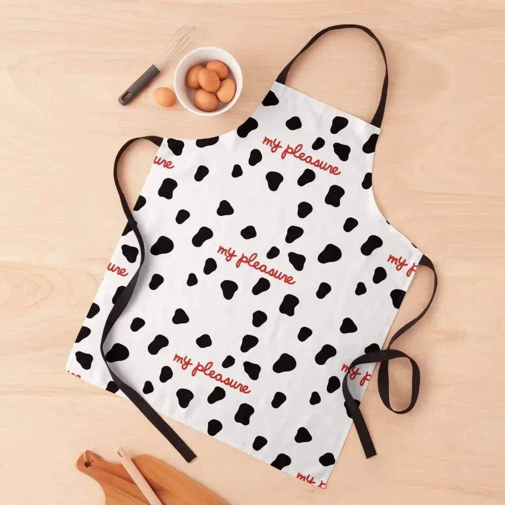 

“My Pleasure” Chick V2 With Black Spots Apron men's barbecue Women Kitchen Trim Cloth Apron