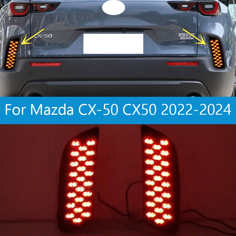 

Автомобильный светодиодный отражатель заднего бампера для Mazda CX-50 CX50 2022 2023 2024, противотуманная фара, стоп-сигнал, задняя противотуманная фара