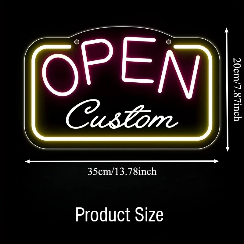 Custom OPEN LED Neon Sign Multi-Color USB Powered | Easy-to-Hang Decor Light for Home Office Store | Perfect Gift for Birthday