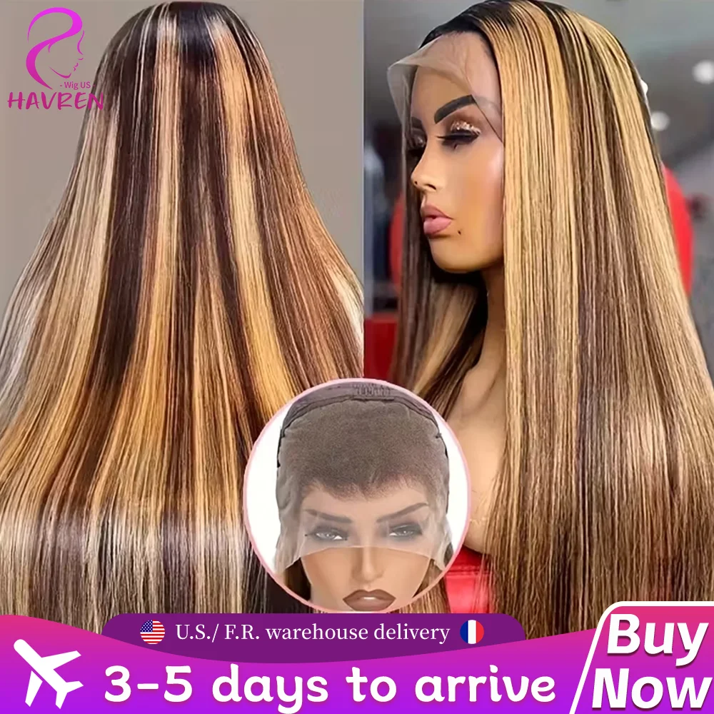 P4/27 mettre en évidence droite perruques de cheveux humains 13x6 Hd dentelle frontale perruque 220 densité brésilienne cheveux humains 13x4 dentelle avant perruque pour les femmes