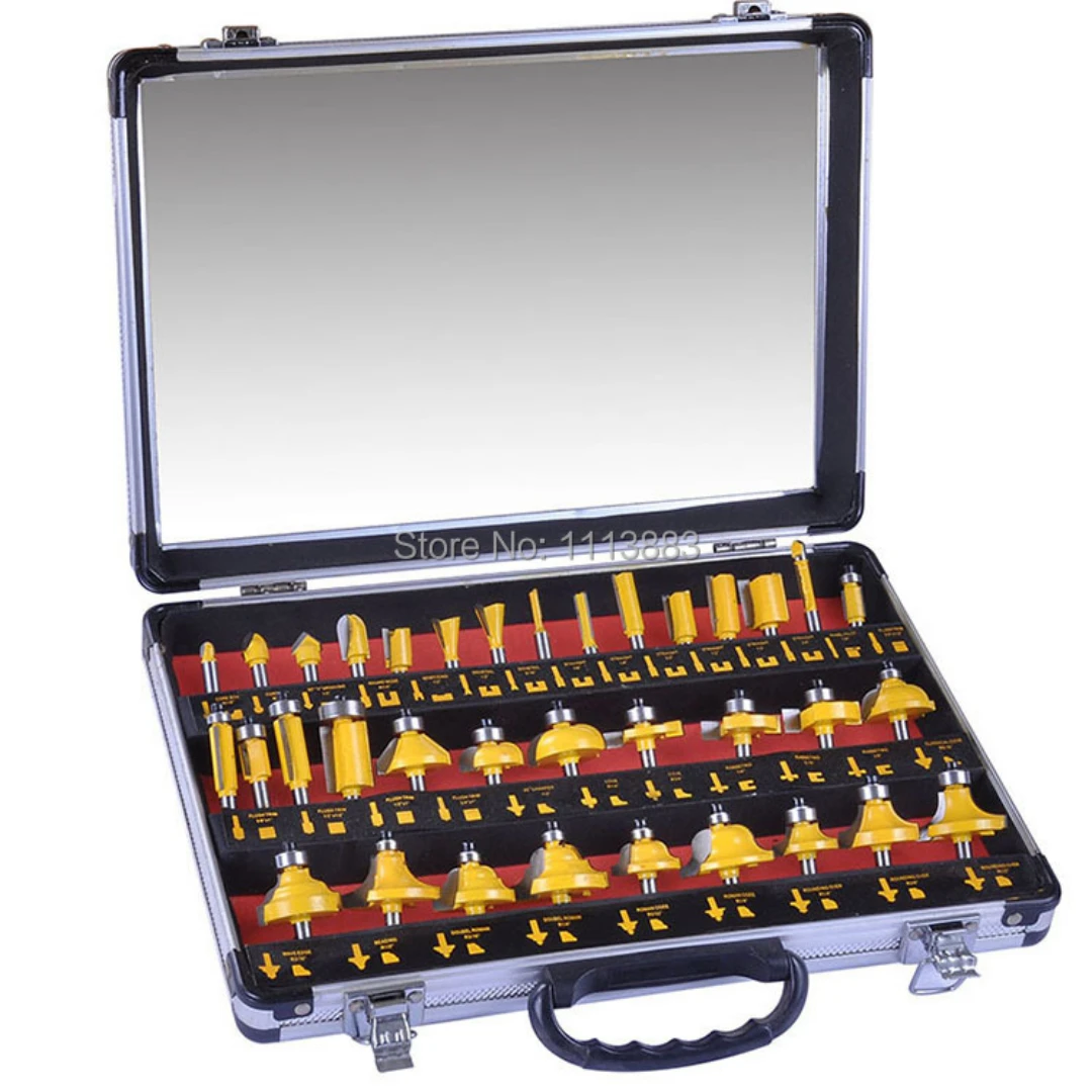 

35PCS 1/2" Shank Router Bit Set, Woodworking Router Set in Aluminium Case