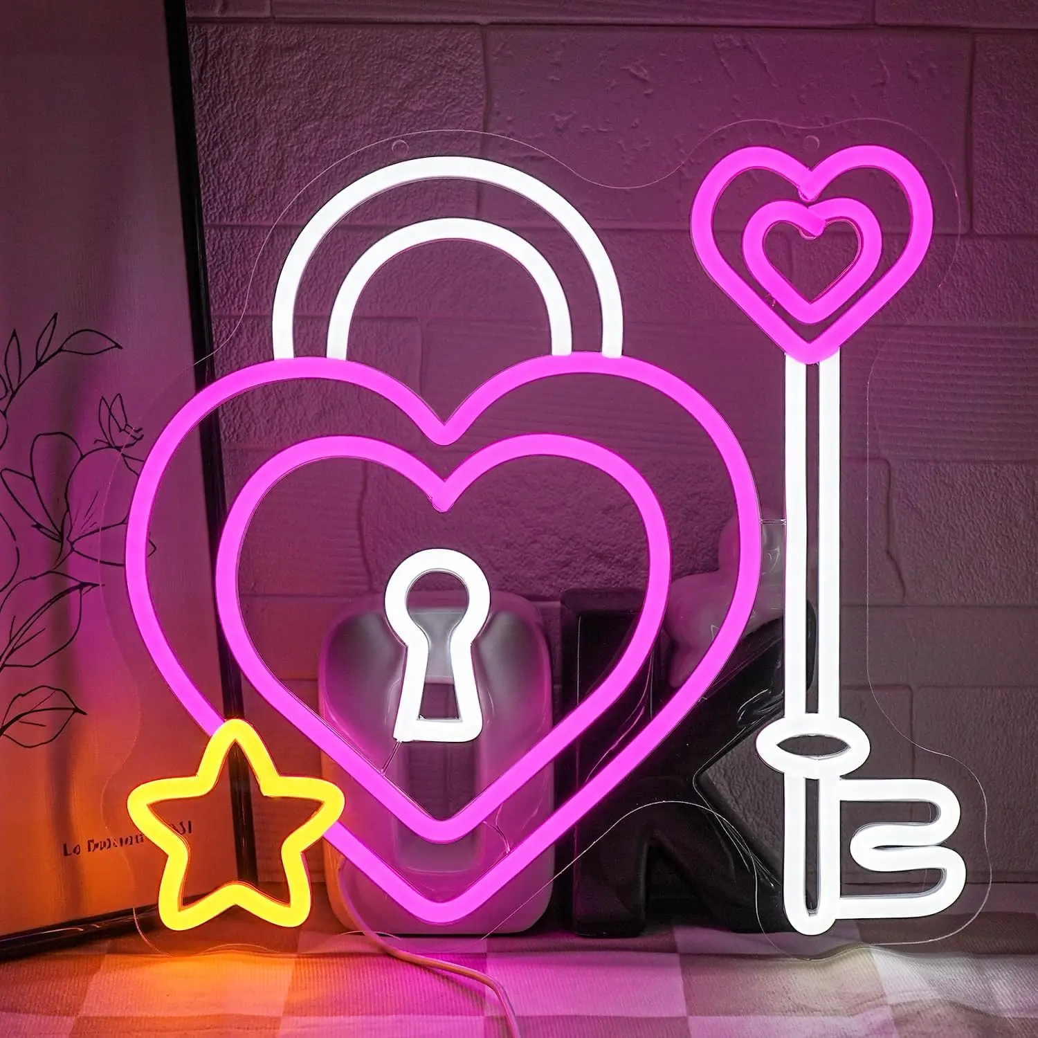 

Неоновая вывеска «Замок и ключ» с USB-питанием, регулируемая LED-подсветка, настенный декор для спальни, игровой комнаты, гостиной, подарки для вечеринок