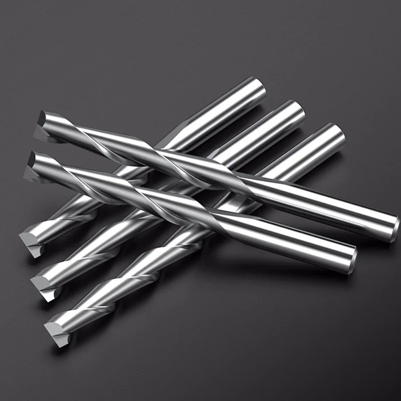 HUHAO 10pcs/lot 3.175mm 2 Flute End Mill Spiral Bit for CNC Wood/MDF Cutting PCB Milling Cutter MDF Cutting End Mill