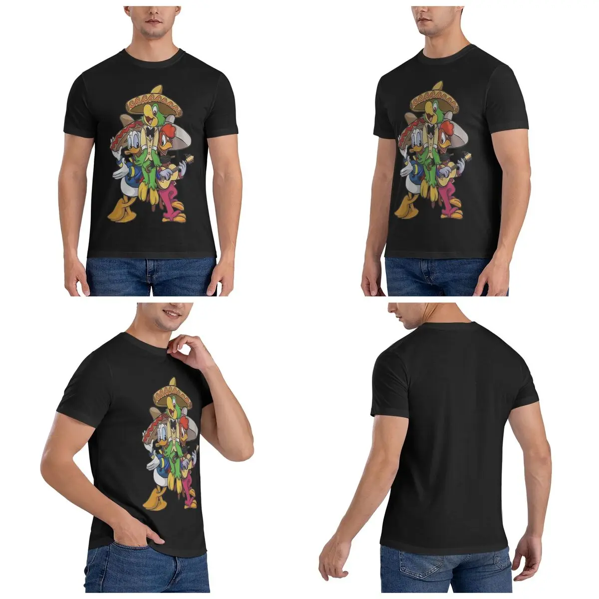 The Three Caballeros T-Shirt for Men Cotton Oversized T Shirts Men's Short Sleeve Round Neck Summer Clothes Tops S-6XL