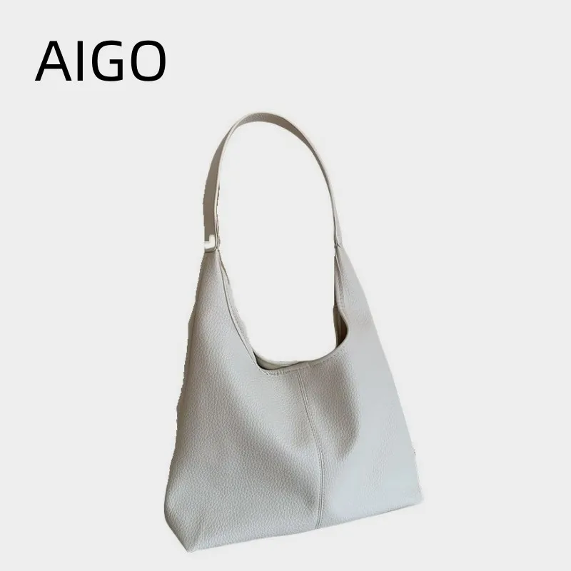 

AIGO New Luxury Shoulder Bags for Women PU Leather Hobo Bag Fashion Designer Female Luxury High-capacity Handbags Bolas Hobo