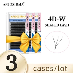 ANJOSIRMA 3 cases 4D W Shape Bloom Premade Fans Eyelash Extensions Natural Soft False Eyelashes Makeup