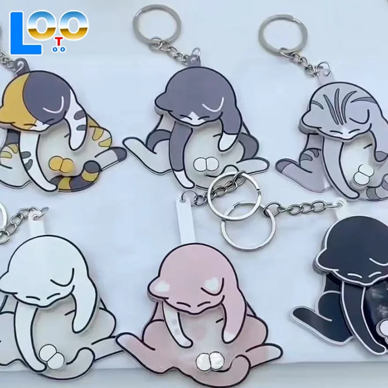 1pcs เล่นดึงไข่แมวพวงกุญแจจี้น่ารักและตลกหมุนได้อะคริลิคกระเป๋าจี้สําหรับผู้หญิงพวงกุญแจกระเป๋าอุปกรณ์เสริม