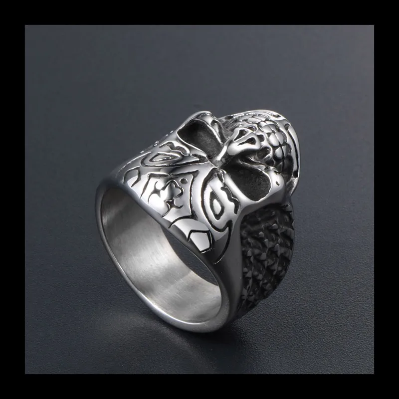 الرجعية القديمة الجمجمة مبالغ فيها التيتانيوم الصلب الدائري، رجل عصري الإبهام الدائري مجوهرات من صلب لا يصدأ SA541