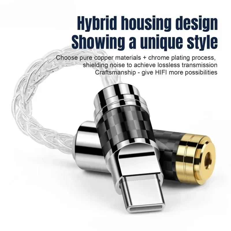 

Конвертер для наушников типа C на 2,5/3,5/4,4 мм Hi-Fi кабель для наушников Type-C из чистого серебра, сбалансированный аудиофильский аудиоадаптер USB C