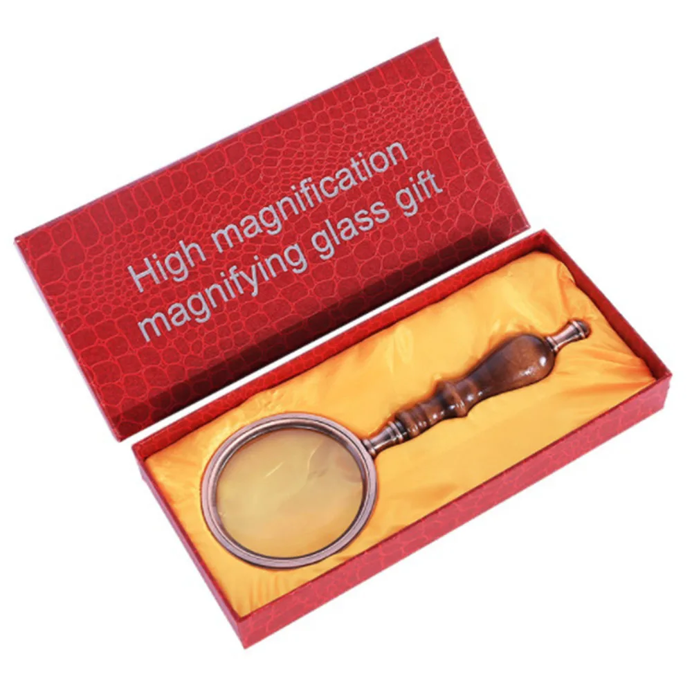 Ручная лупа с деревянной ручкой, винтажная лупа, портативная ретро-лупа с ручкой и подарочной коробкой