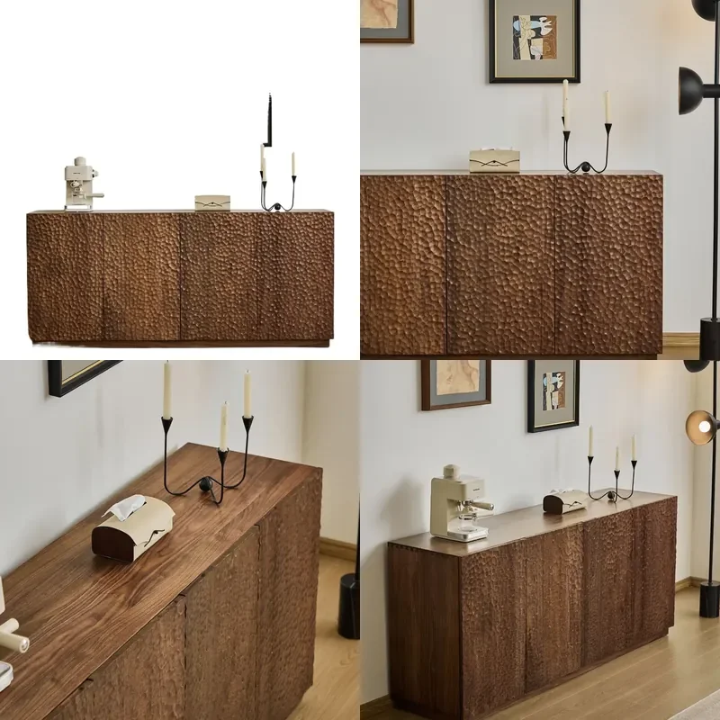 for North American Black Walnut Italian Light Luxury Solid Wood Nine Bucket Cabinet Antique Style Bedroom Side