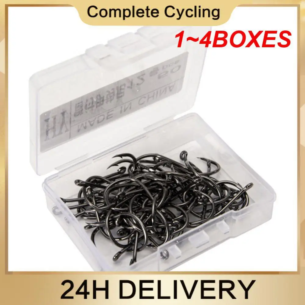 1~4BOXES Ordinary Hook With Ring Multiple Uses Drip-shot Fishing Hooks Fishing Gear Fishing Accessories High Carbon Steel