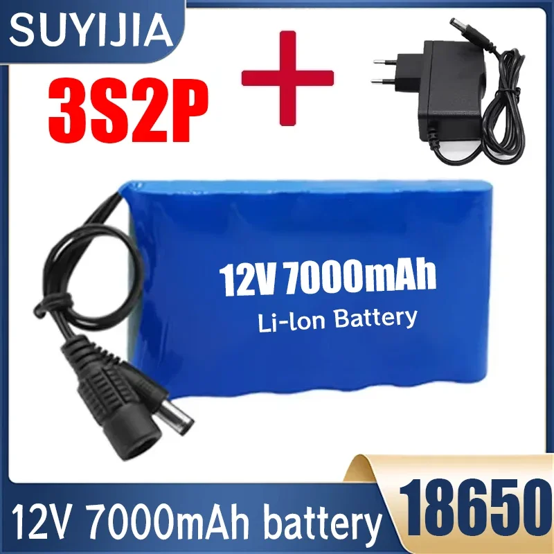 Original 12V Lithium Ion Battery Pack 18650 Rechargeable Batteries for CCTV Cam Monitor Audio Amplifier Multimeter+12.6V Charger