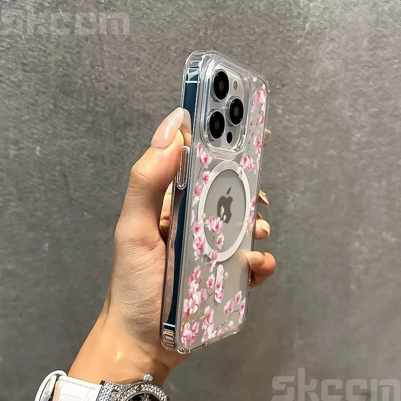 Pink cherry blossoms Charger Case For Samsung Galaxy S25 S24 S23 S22 Ultra S21 Plus S20 Clear Phone Cover - náhled 5