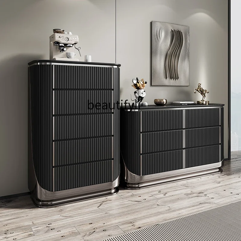 

Italian Style Light Luxury Chest of Drawers Modern Minimalist American Style Light Luxury Living Room Designer Drawer Cabinet