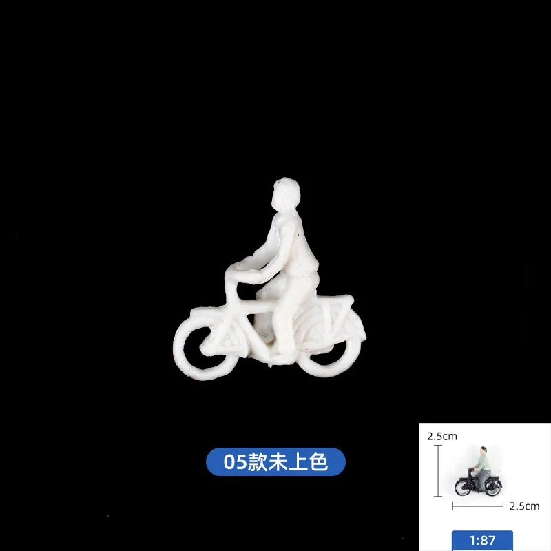 Simulierte Mini-Fahrradfahrer-Figuren Modell HO Maßstab 1:87 Radfahrer-Modelle für Mikro-Landschaftsgestaltung Diorama 6 Stück – Detail 9