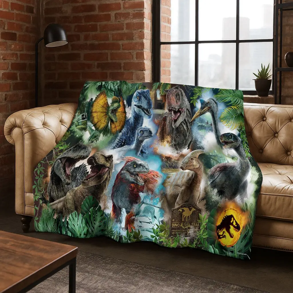 

Classic Jurassic Park Dinosaur Movie Tyrannosaurus Rex Flannel Blanket,Cozy Soft Throw Blanket for Home Bedroom Bed Sofa Cover