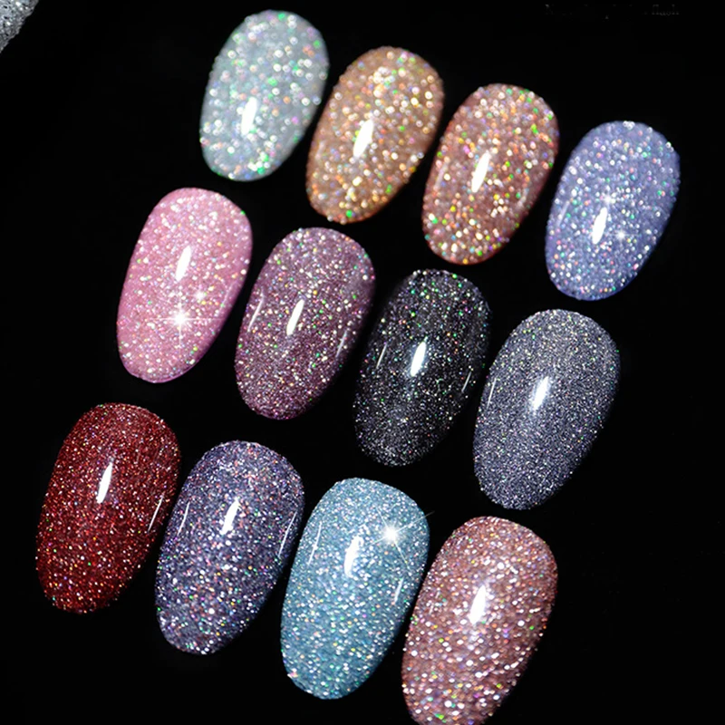 LILYCUTE 7ML Laser Gel Nail Polish Colorful Sparkling Glitter Gel Polish Vernis Semi Permanent UV Gel Nail Art Nails Accessories