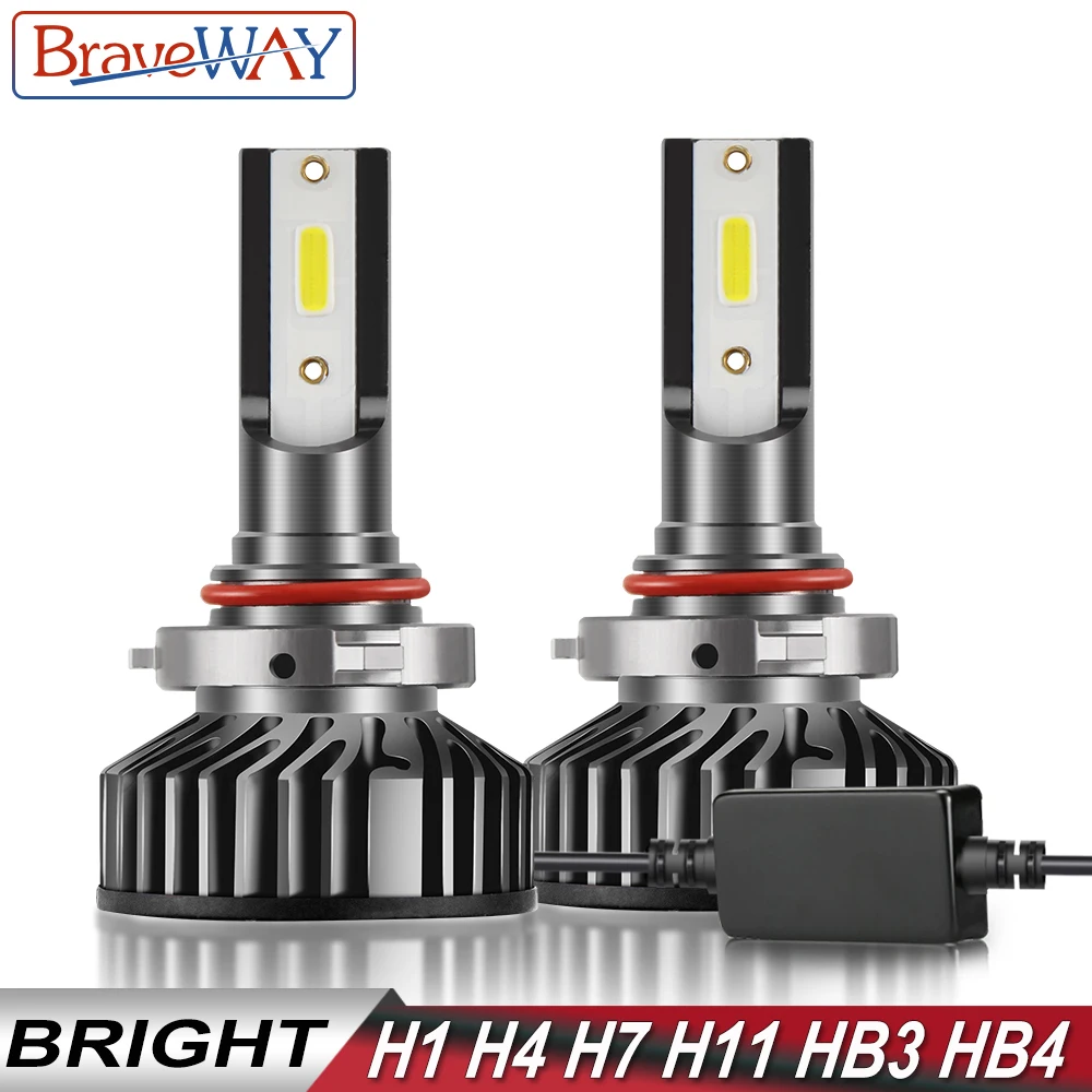 

BraveWAY H1 H4 H7 LED Headlight Bulb for Car, 9005 9006 HB3 HB4 H11 LED Fog Lights 12V 72W 6000K White 12000LM