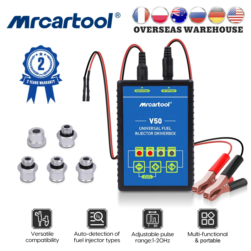 MRCARTOOL V50 Fuel Injector Tester Cleaner DIY Cleaning Tool Kits Diesel Gasoline GDI Injectors Adapter For AUTOOL CT150 CT160