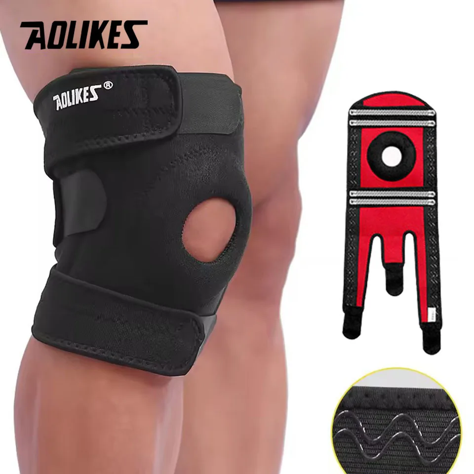 AOLIKES 1PCS New Knee Brace with Side Stabilizers - Adjustable Knee Support with Patella Gel Pad, Knee Wraps for Men & Women