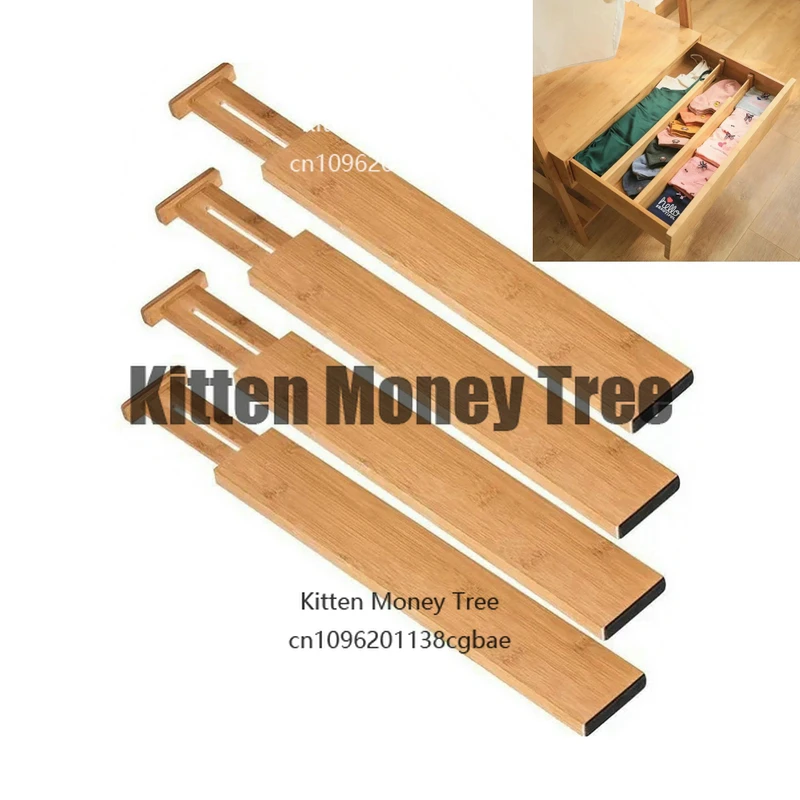 

2/4PCS Adjustable Bamboo Drawer Dividers Bedroom Kitchen Drawer Storage Expandable Drawer Dividers For Cupboard Cabinet Wardrobe