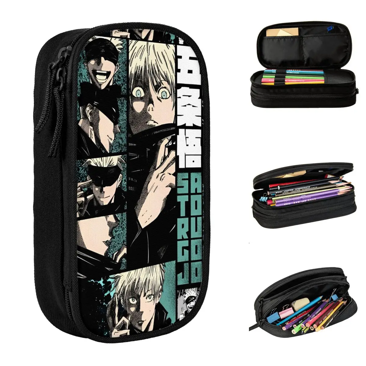 New Jujutsu Strongest Kaisen Pencil Cases Comic Anime Pencil Box Pen Box for Student Large Storage Bag Office Zipper Accessories