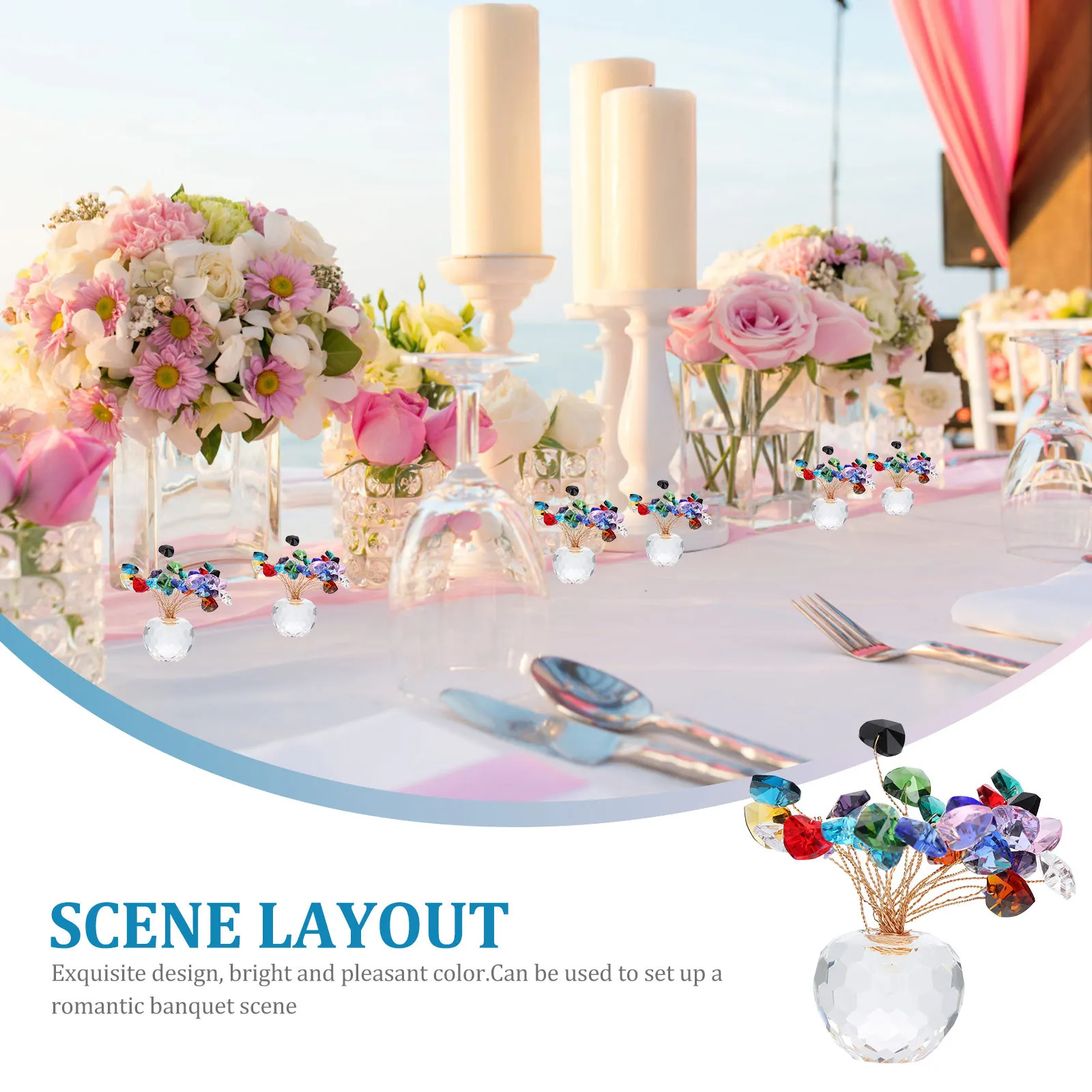 

1Pcs Crystal Luck Fruit Decorative Adornment Desktop Base Flower Ornament Stylish Home Furnishing Car Decor Crystal Adornment